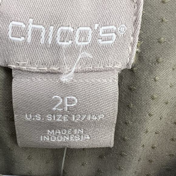 NWT Chico's Women's Button Up Shirt Sz L 12 14 Olive Green Casual Outdoor - Picture 15 of 16